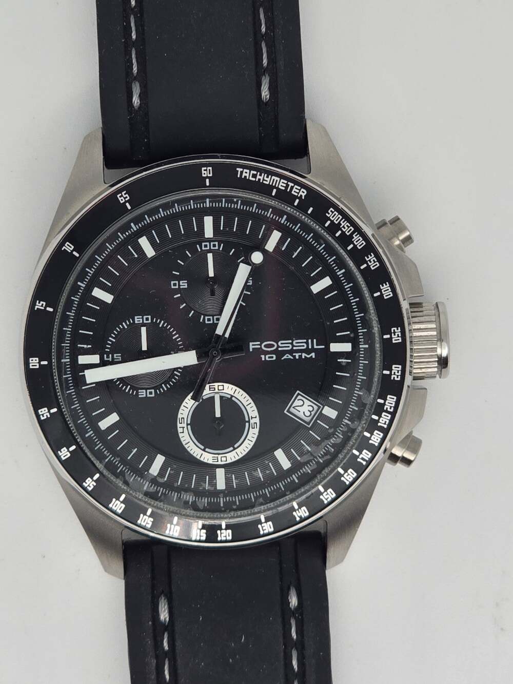 FOSSIL DECKER CH-2573 Men’s Chronograph Wristwatch Works Needs Battery